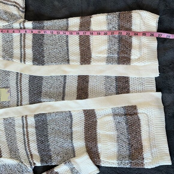 Colorblock Gray Cozy Open Front Cardigan with Front Pockets Small/Medium - Picture 6 of 14